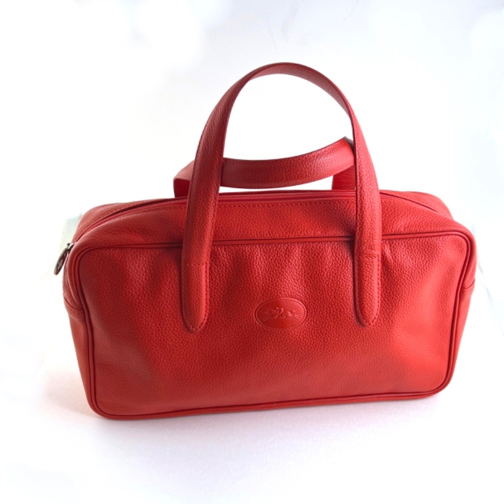 Longchamp handbag - Striking orange pebbled leather. - Picture 3 of 9